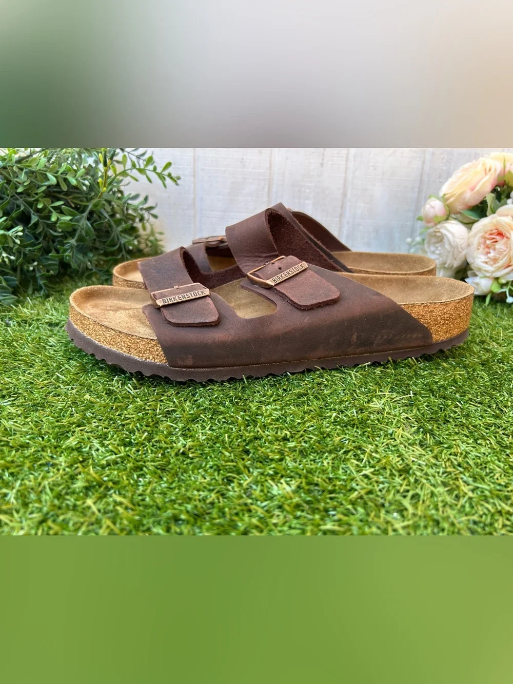 Birkenstock Arizona habana oiled leather men size  45US 12-12.5 gently used